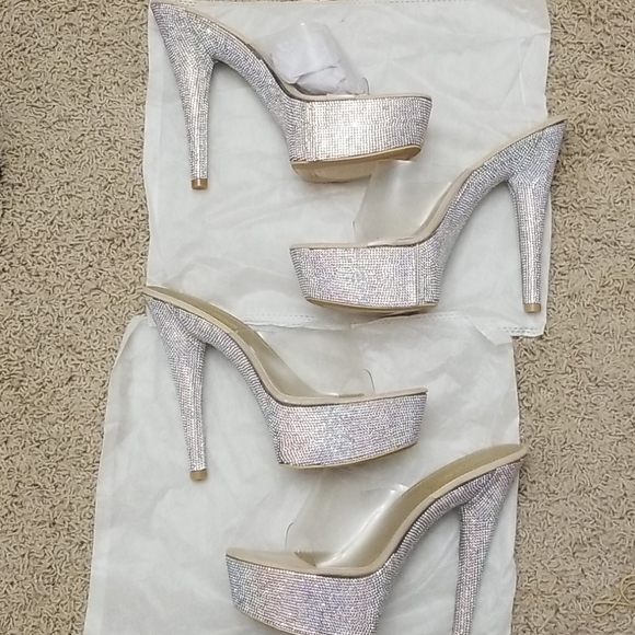 Clear/Transparent Iridescent Stone Heels - Picture 8 of 8